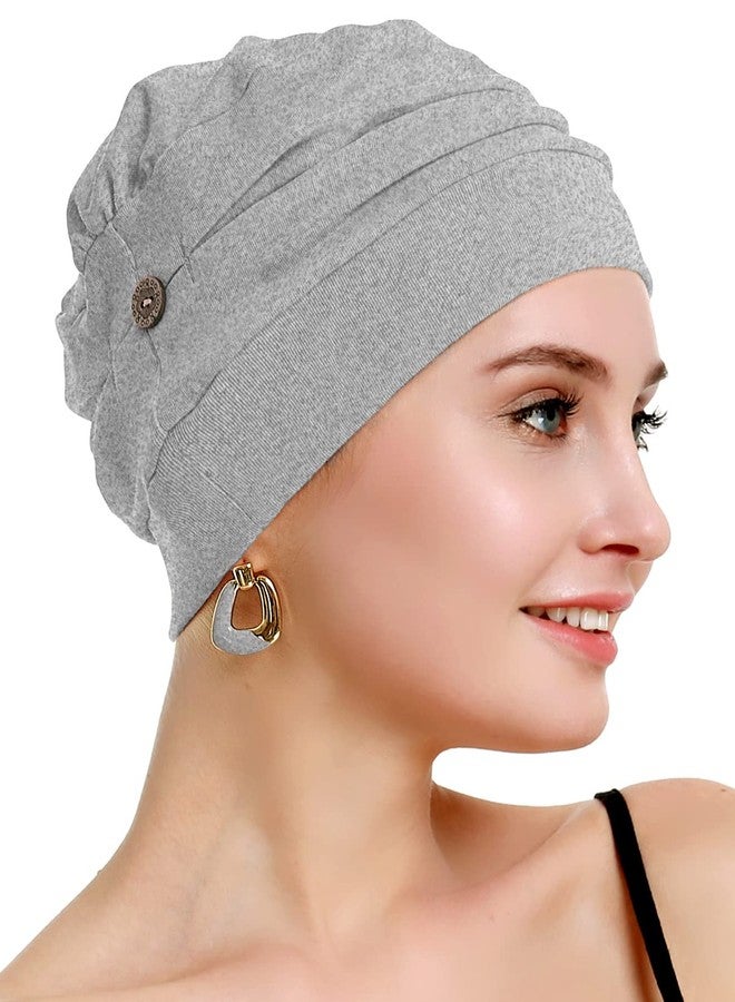osvyo Cotton Chemo Turbans for Women Cancer Hairloss hat - Cotton Lightweight Headwear Sealed Packaging, Cotton Light Flecking Gray, One size - Image 1