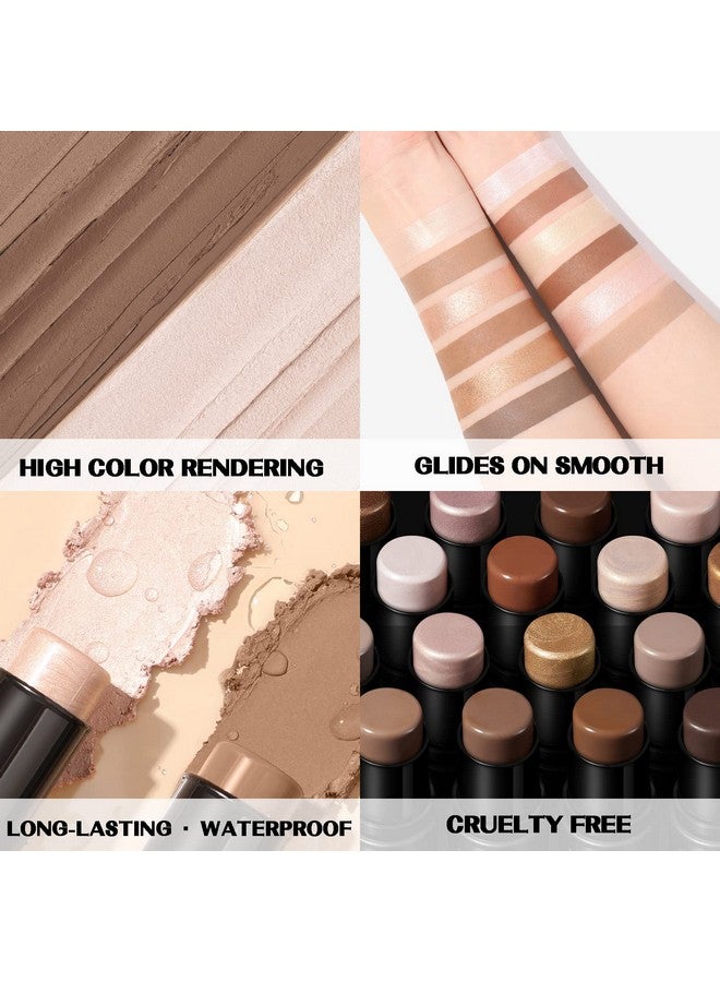 FOCALLURE FOCALLURE 2 Pcs Mineral Cream Contour Stick,Moisturize Highlighter and Bronzer Pen,Non Stick Face Brightens & Shades Pencil,Long Lasting & Smooth Gliding Face Illuminator Makeup,Light-medium  - Image 5