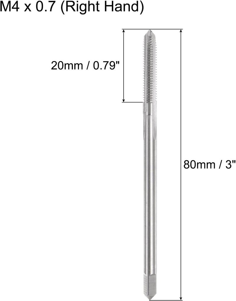 uxcell Metric Thread Tap M4 x 0.7 H2 80mm Extra Long Straight Flute Screw Thread Milling Machine Taps Threading Tapping Repair Tool - Image 2