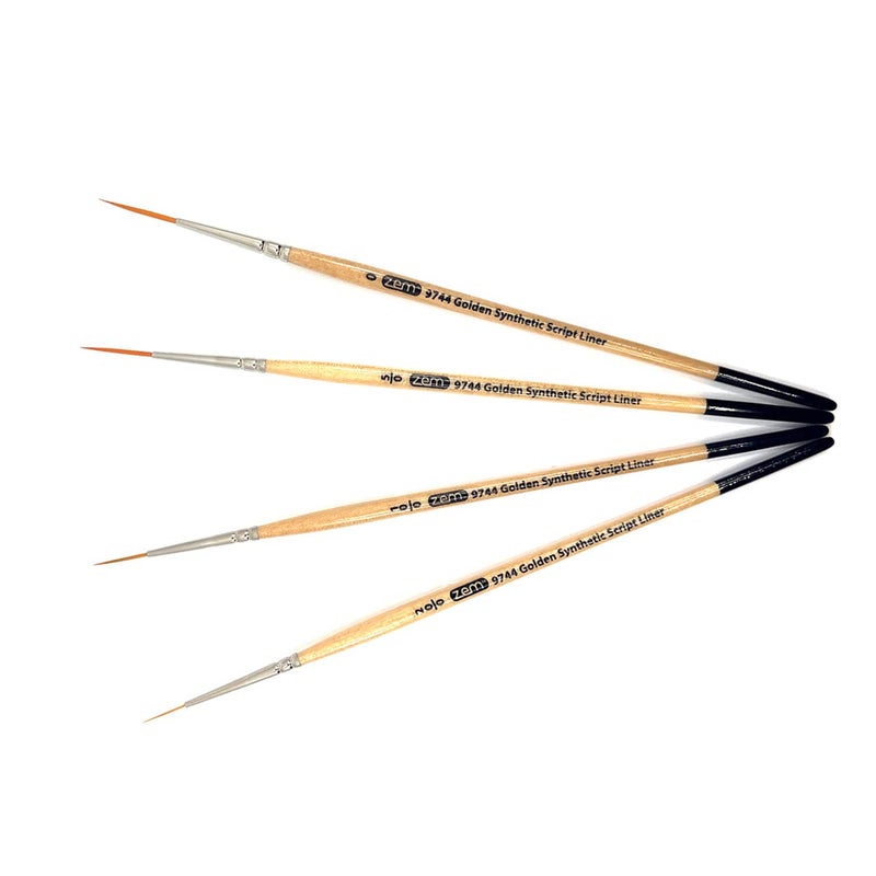 ZEM Brush Golden Synthetic Long Script Liners Artist Paint Brushes Sizes 20/0, 10/0, 5/0, 0 - Image 5