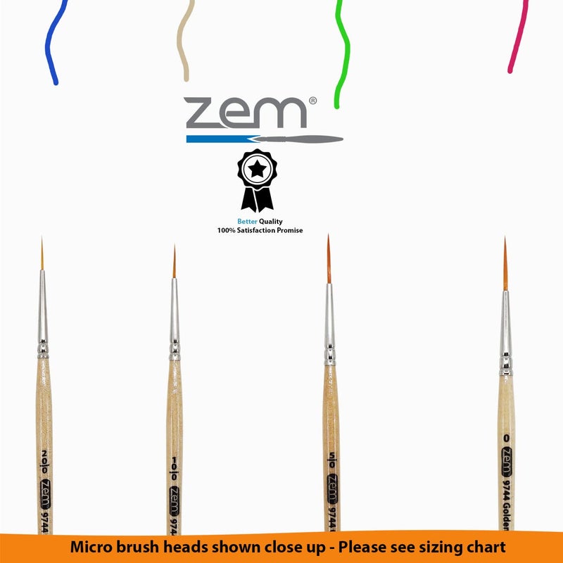 ZEM Brush Golden Synthetic Long Script Liners Artist Paint Brushes Sizes 20/0, 10/0, 5/0, 0 - Image 3