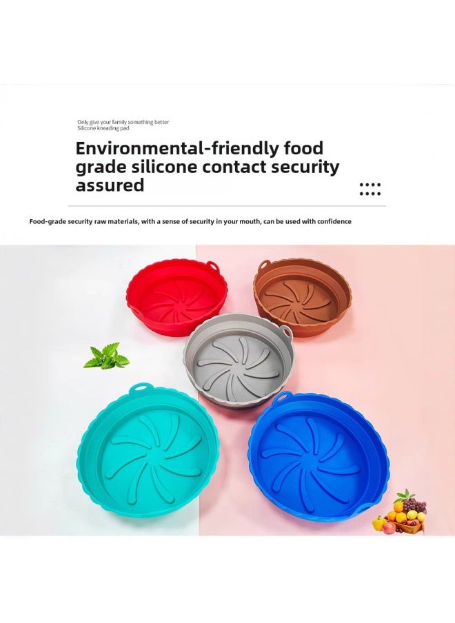 Air Fryer Silicone Pad Round 60g Folding Baking Pan Food Grade Oil-proof High Temperature Resistant Microwave Oven Tray-Specifications:Anti-scalding Hand Clamp Single Note Color-Color:Light Blue