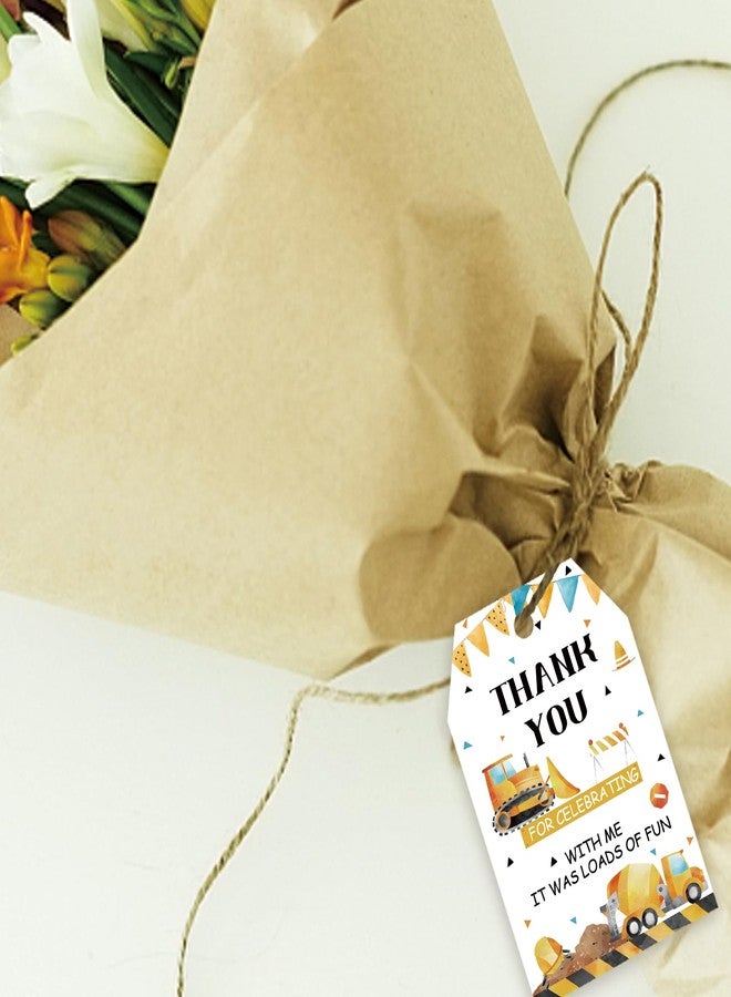 FORSHEEP 50pcs Construction Thank You Tags, Dump Truck Gift Tag with String for Boys Birthday, Engineering Vehicles Thank You Paper Tags for Gender Reveal Party Favors - Image 5