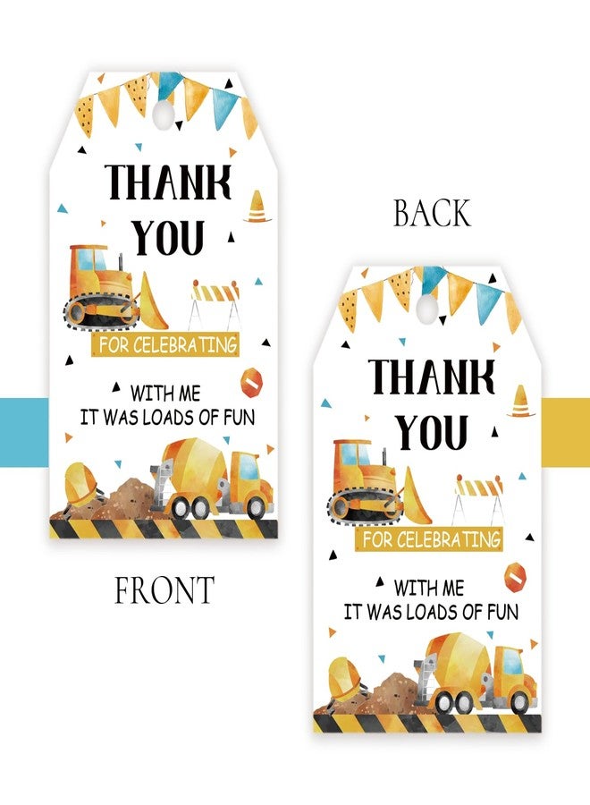 FORSHEEP 50pcs Construction Thank You Tags, Dump Truck Gift Tag with String for Boys Birthday, Engineering Vehicles Thank You Paper Tags for Gender Reveal Party Favors - Image 4