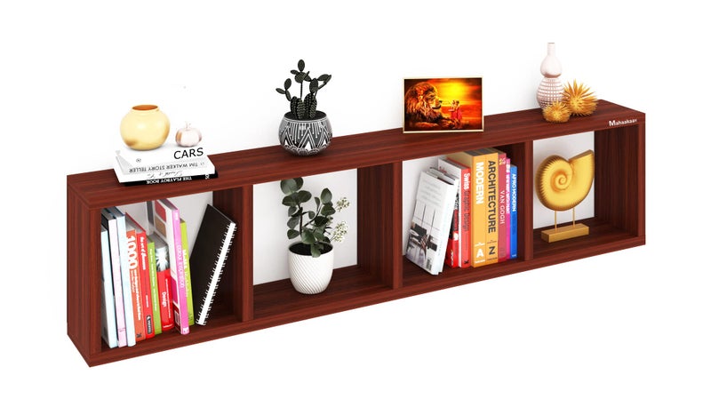 Mahaakaay Sumwud Royal Free Standing Wall Mounted with Fastners Bookcase Book Shelf Display Rack Classic Walnut - Image 3