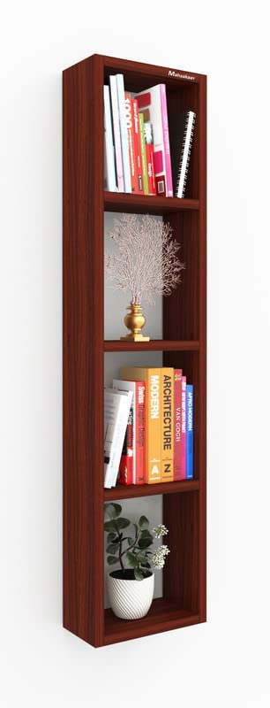 Mahaakaay Sumwud Royal Free Standing Wall Mounted with Fastners Bookcase Book Shelf Display Rack Classic Walnut - Image 1