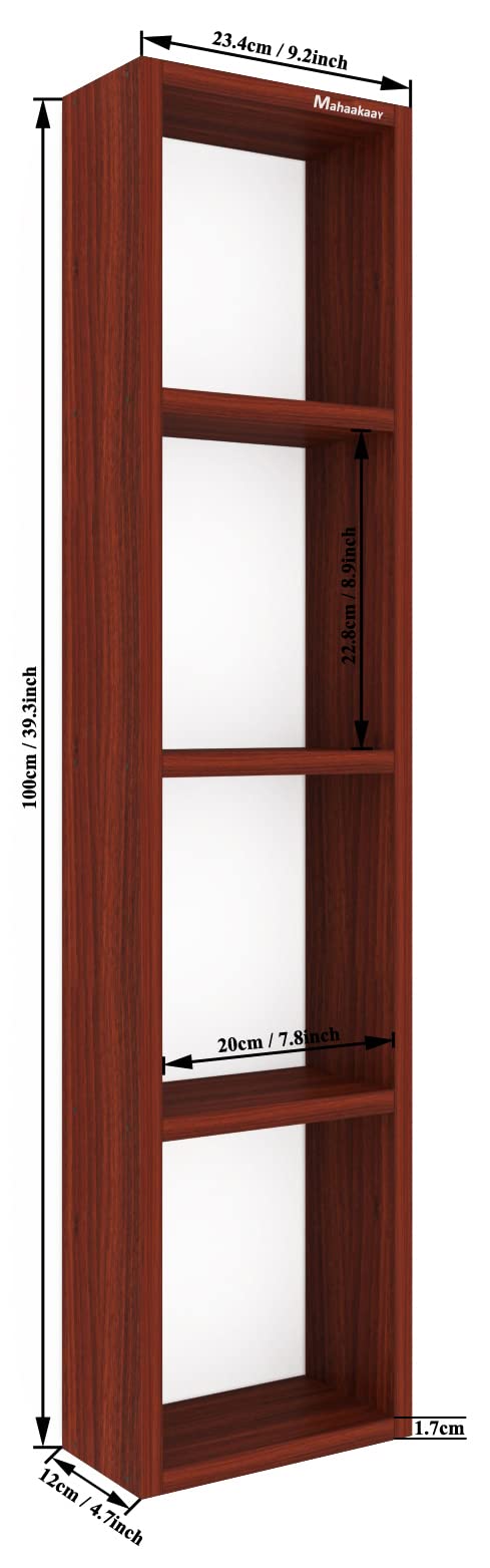 Mahaakaay Sumwud Royal Free Standing Wall Mounted with Fastners Bookcase Book Shelf Display Rack Classic Walnut - Image 4