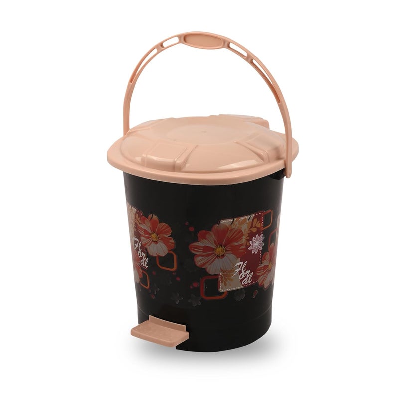 Kuber Industries Pedal Dustbin 10 Liter Dustbin with Lid Garbage Waste Bin with Handle Dustbin for KitchenBathroom Wet Dry Waste Bin Cream Check Dhakan Trash Can Black - Image 2