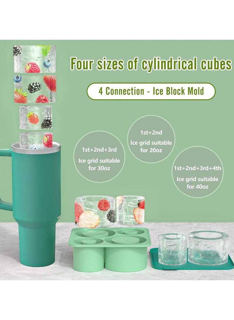 NNEWVANTE Ice Cube Tray for Stanley Cup, Silicone Ice Cube Maker with Lid, Silicone Ice Cube Mould, Ice Cube Tray with Lid for Chilling Cocktails, Whiskey, Drinks, Coffee, Ice Drinks, Juice （GREEN）  - Image 2