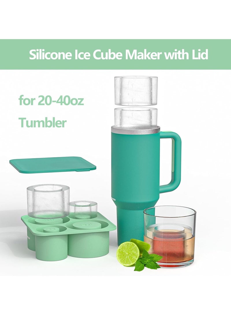 NNEWVANTE Ice Cube Tray for Stanley Cup, Silicone Ice Cube Maker with Lid, Silicone Ice Cube Mould, Ice Cube Tray with Lid for Chilling Cocktails, Whiskey, Drinks, Coffee, Ice Drinks, Juice （GREEN）  - Image 3