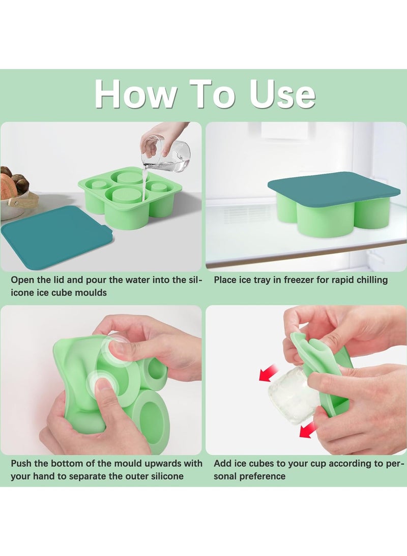 NNEWVANTE Ice Cube Tray for Stanley Cup, Silicone Ice Cube Maker with Lid, Silicone Ice Cube Mould, Ice Cube Tray with Lid for Chilling Cocktails, Whiskey, Drinks, Coffee, Ice Drinks, Juice （GREEN）  - Image 5