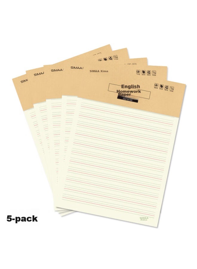 Simaa 40 Sheets/5 Packs 16k English Homework Paper With Alphabet And Pinyin, Student Practice Paper, Student Workbook 8527 High School Student Learning Tool - Image 1