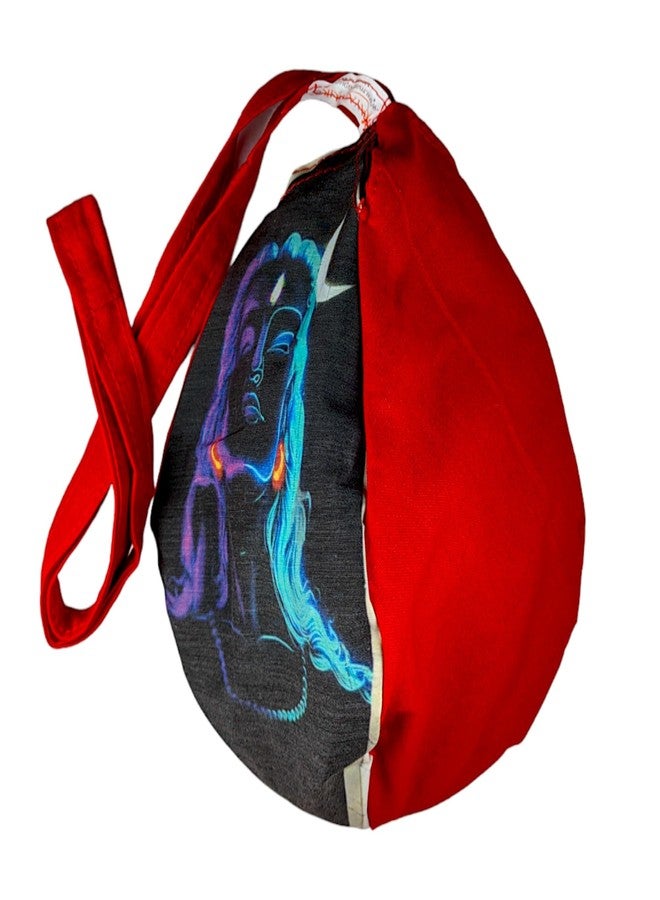 MAYAPURI Adiyogi Lord Shiva Printed Gomukhi Japa Bag, Red Cotton Chanting Bag with 108+1 Beads 8mm Rudraksha Mala, Zip Pocket & Sakshi Mala Counter - Image 2