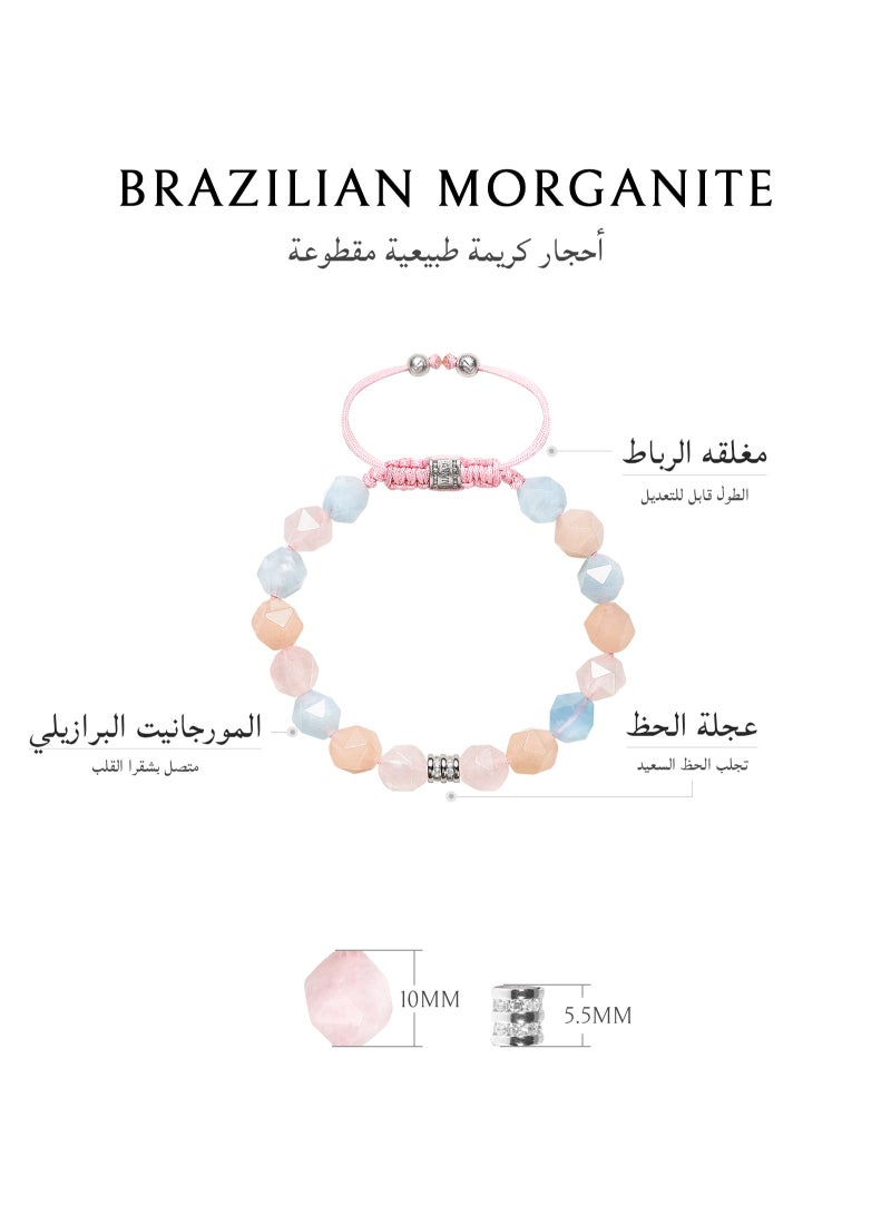 AWNL Women's Bracelet with Brazilian Morganite, Natural Gemstone with Sterling Silver Gift for Girlfriend Mother Wife, Multicolored Macrame Design - Image 5