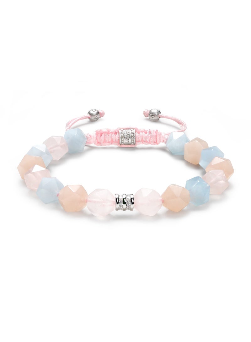 AWNL Women's Bracelet with Brazilian Morganite, Natural Gemstone with Sterling Silver Gift for Girlfriend Mother Wife, Multicolored Macrame Design - Image 3