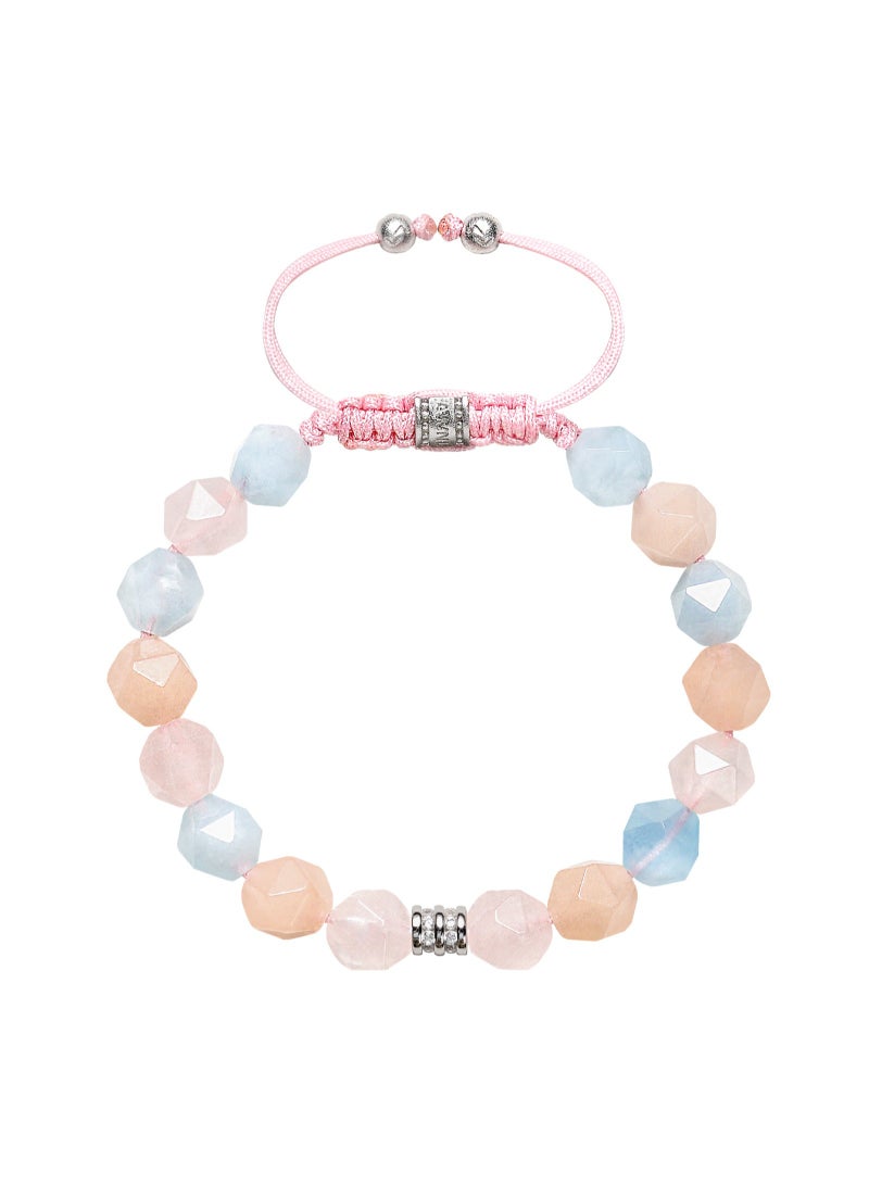 AWNL Women's Bracelet with Brazilian Morganite, Natural Gemstone with Sterling Silver Gift for Girlfriend Mother Wife, Multicolored Macrame Design - Image 4