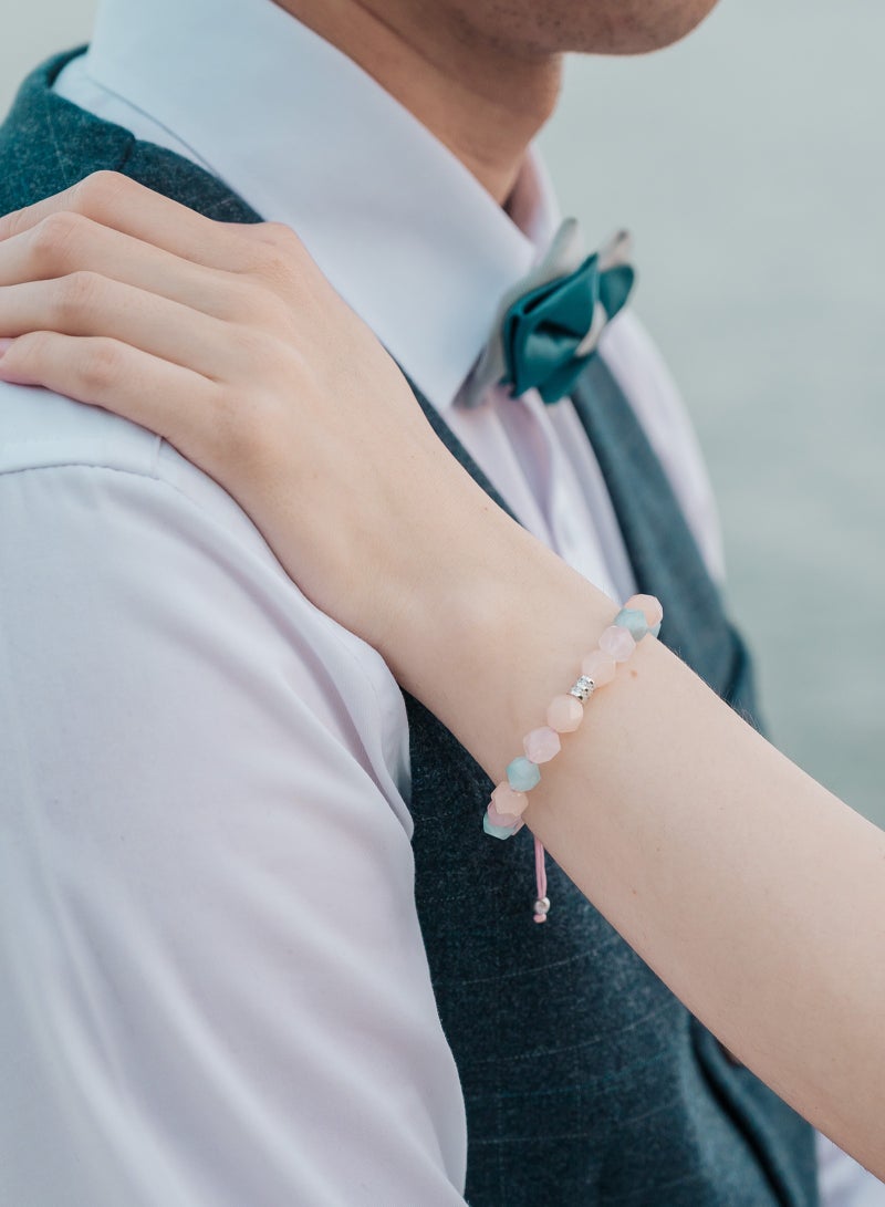 AWNL Women's Bracelet with Brazilian Morganite, Natural Gemstone with Sterling Silver Gift for Girlfriend Mother Wife, Multicolored Macrame Design - Image 2