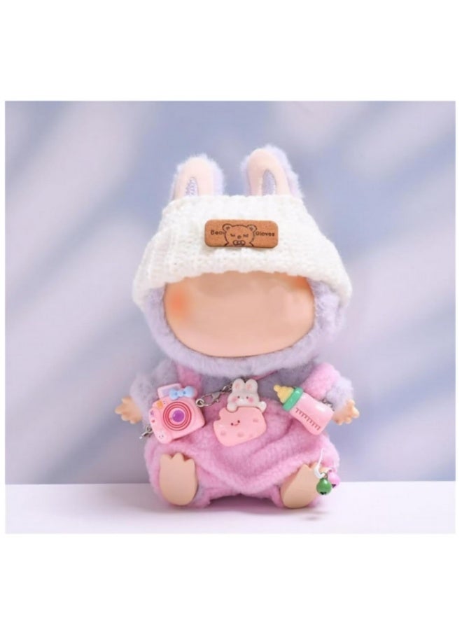 17cm Doll Clothes Handcrafted Crochet 3-Piece Set Pink Fashionable Outfit with Accessories for Doll - Image 3