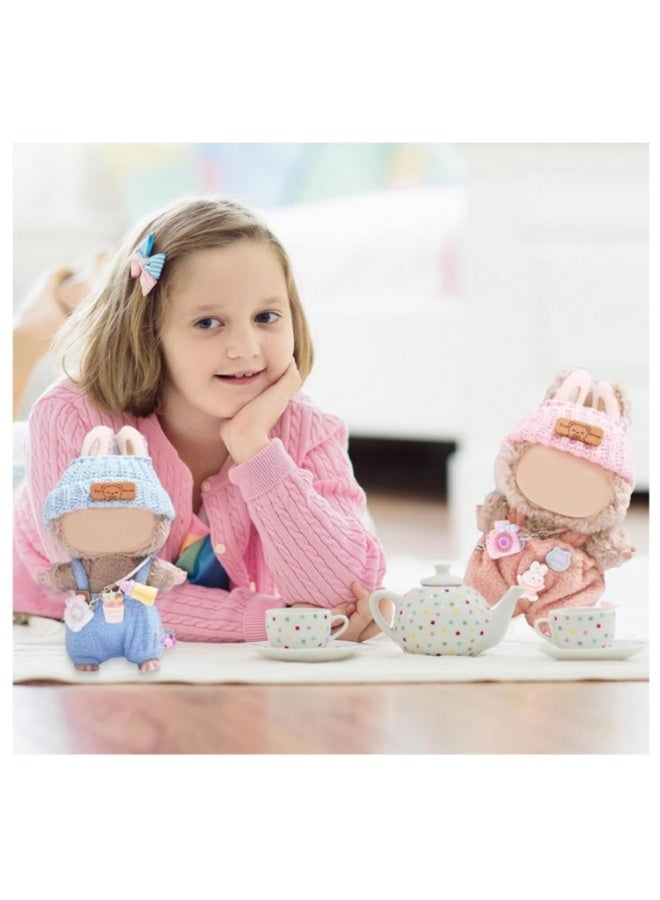 17cm Doll Clothes Handcrafted Crochet 3-Piece Set Pink Fashionable Outfit with Accessories for Doll - Image 5