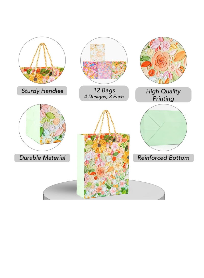 Zikra Floral Gift Bags with Handles, 12 Pack Party Favor Bags, Reusable Gift Bag, Goodie Bags, Birthday Gift Bags, Birthday Bags Gift Wrap Bags Set, Gift Bags Bulk Return Gifts for Birthday Party - Image 5