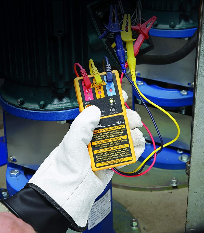 Ideal Industries 61-521 3 Phase Motor Rotation Tester with Carrying Case and Alligator Clip Leads - Image 4