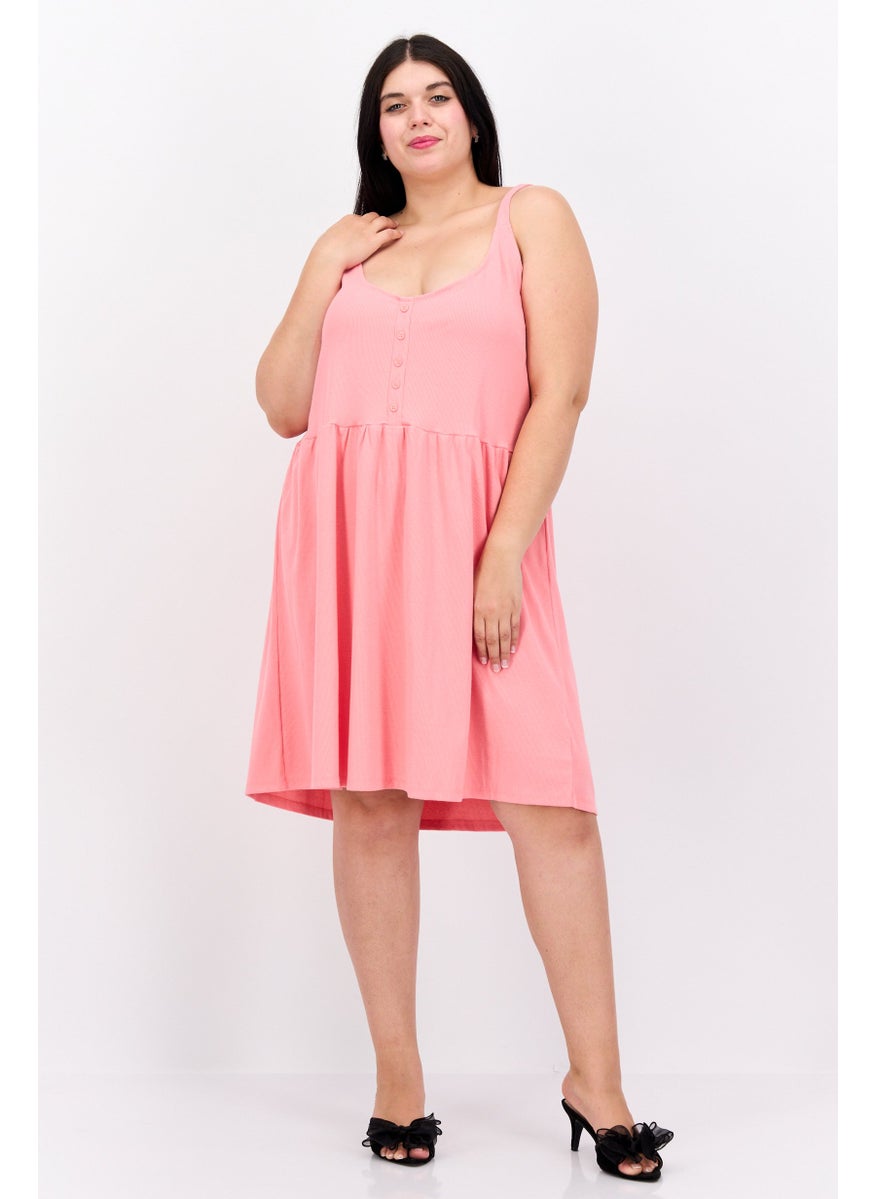 Cotton On Women Curve Fit Plain Mini Dress, Pink  - Image 1