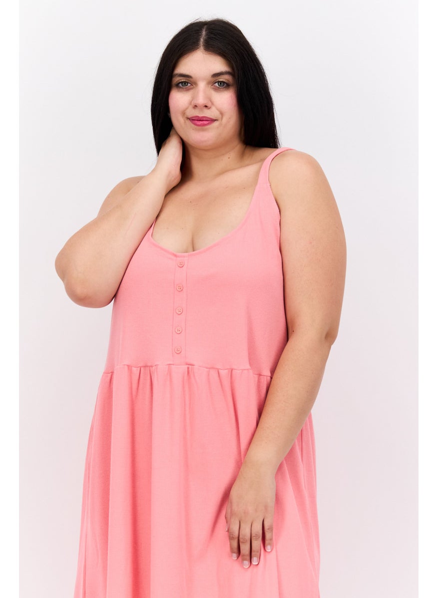 Cotton On Women Curve Fit Plain Mini Dress, Pink  - Image 4