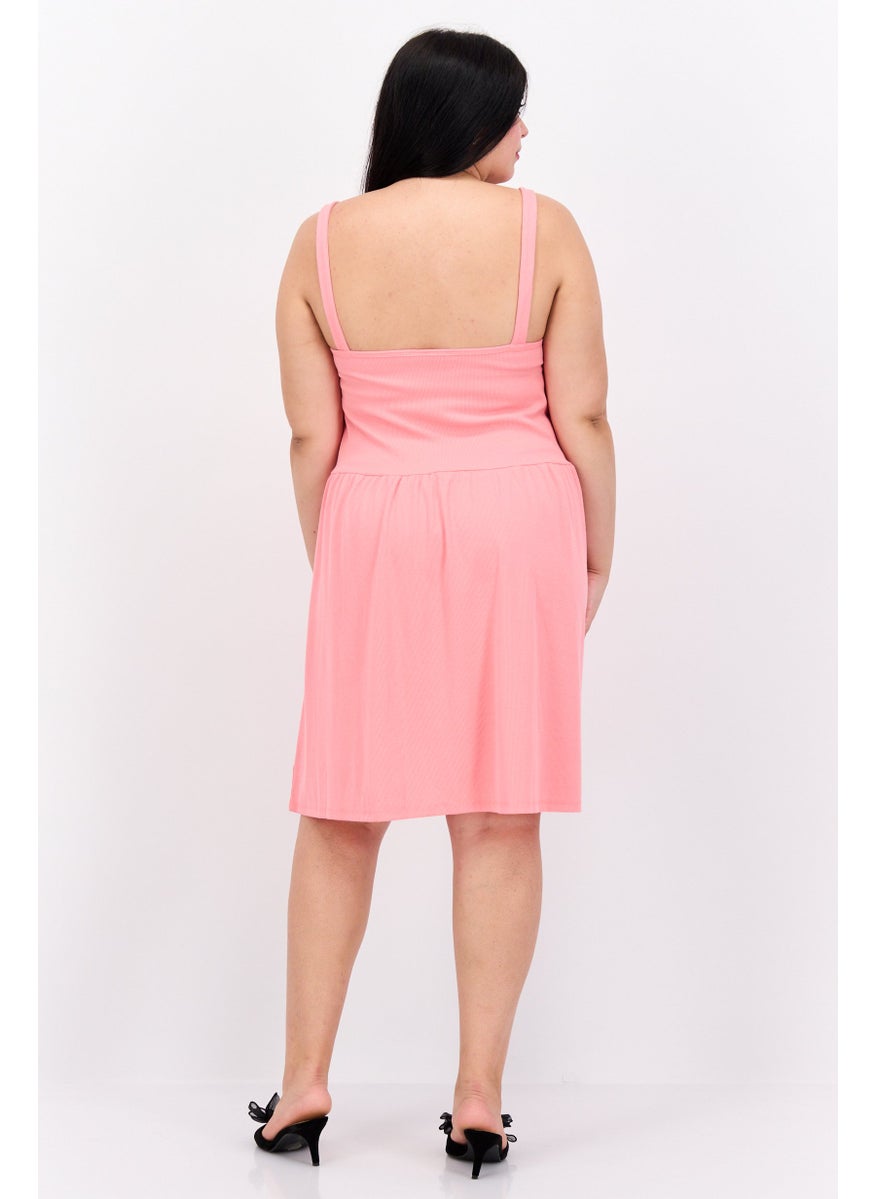 Cotton On Women Curve Fit Plain Mini Dress, Pink  - Image 2