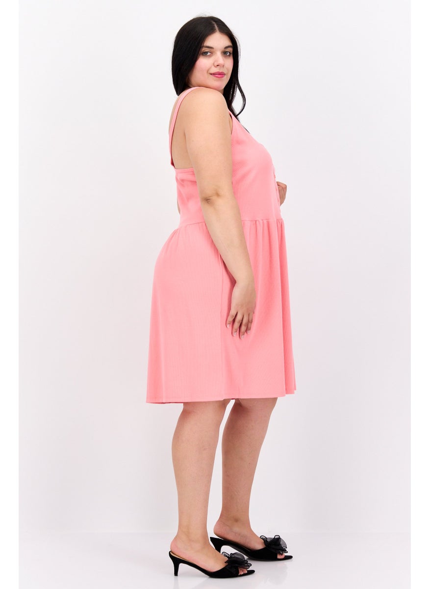 Cotton On Women Curve Fit Plain Mini Dress, Pink  - Image 3