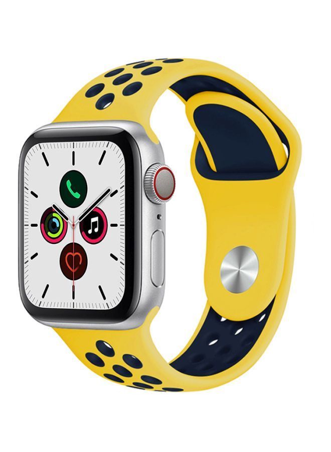 NIBEMINENT Replacement Band For Apple Watch Series 5/4/3/2/1 40/38mm Yellow/Blue - Image 1