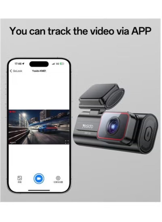 Yesido KM21 Car Dash Cam – 1.47" Screen Compact Driving Recorder, Wide-Angle HD Camera with Loop Recording, Night Vision, Motion Detection & G-Sensor for Accident Evidence, Parking Security & Road Safety – Black - Image 3