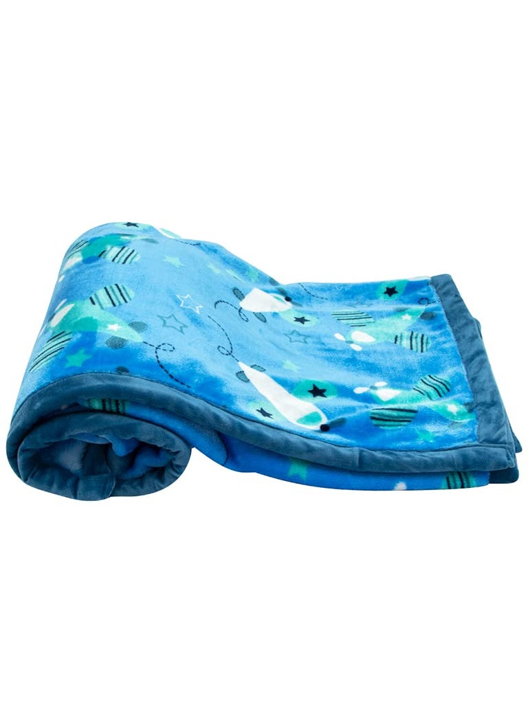 mee mee - Mee Mee Soft Double Layer Baby Blanket (Blue) (390.0mm L X 90.0mm W) - Image 1