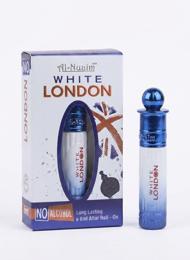Al Nuaim Al-Nuaim White London Attar Roll On Perfume Oil 6ml | Alcohol Free Concentrated Ittar for Men & Women | Long Lasting Premium Arabic Floral Woody Fragrance | Pocket Size Roll-On Attar - Image 1