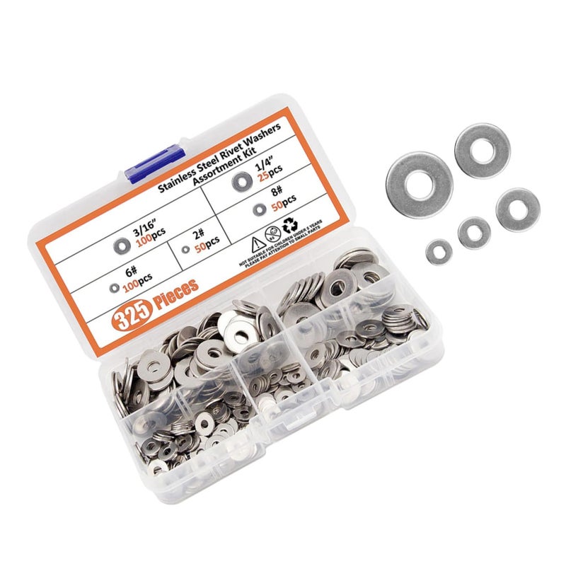 High Precision Flat Washers Assorted 325 Pcs For Automotive Plumbing With Storage Box - Image 2