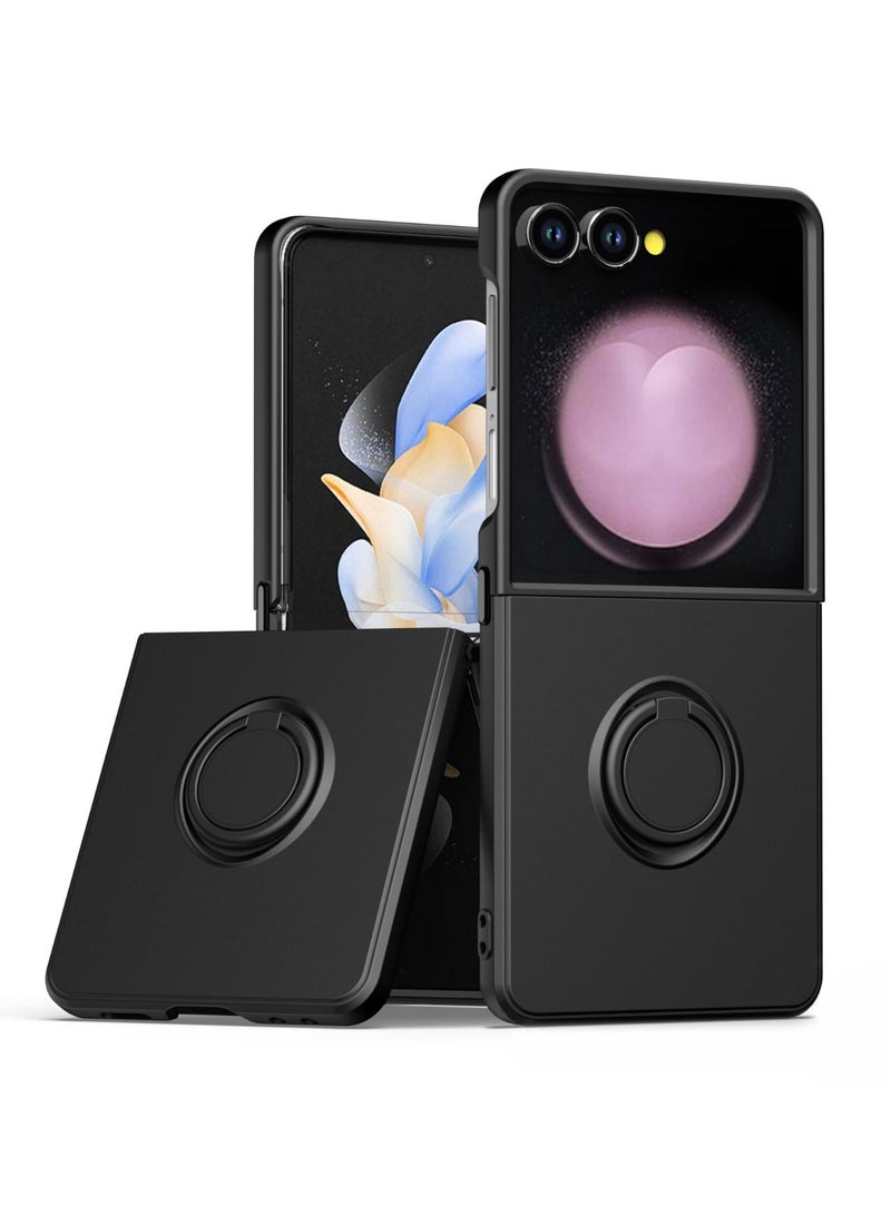general Silicone Case with Ring for Samsung Galaxy Z Flip 7 5G, Lightweight Foldable Slim Case Shock Absorption Slim Cover with Ring 360 Degree Rotation Stand Protective Cove - Image 1