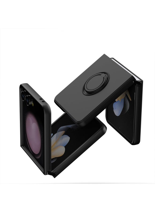 general Silicone Case with Ring for Samsung Galaxy Z Flip 7 5G, Lightweight Foldable Slim Case Shock Absorption Slim Cover with Ring 360 Degree Rotation Stand Protective Cove - Image 2