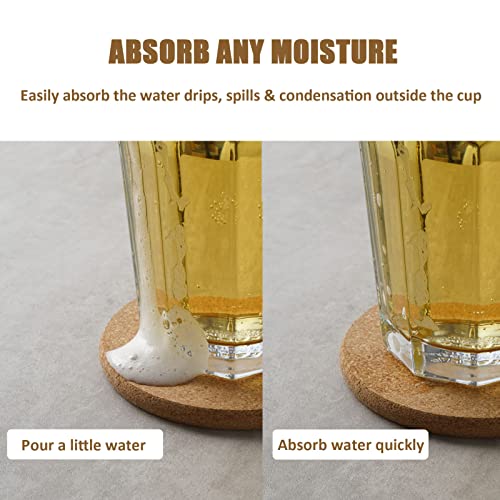 Adorever 8 Pcs Drink Coasters with Holder, Thicker Cork Coasters for Drinks Absorbent for Coffee Table Wooden Coaster Set Tabletop Protection Cup Mat Bar Kitchen Living Room House Home Decor Housewarming Gift - Image 2