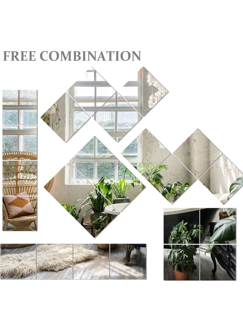 Beauenty 4PCS 30 * 30cm Glass Full Length Wall Mirror Tiles : Frameless Wall Mounted Mirror for Home Office Bedroom Living Room Bathroom Door Gym - Image 5