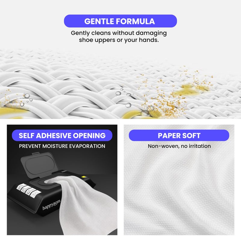 happyaom Shoe wipes Pack of 2 Total 60 Pcs Sneakers Cleaning Quick Wipes Removing Dirt and Stains with Disposable Shoe Wipe - Image 3