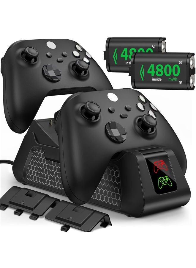 RJAD VERSAINSECT for Xbox One Controller Rechargeable Battery Packs for Xbox, 2x1800mAh Rechargeable Batteries for Xbox Series X/S&Xbox One/S/X/Elite Controller Charging Dock Station-4 Battery Covers - Image 1