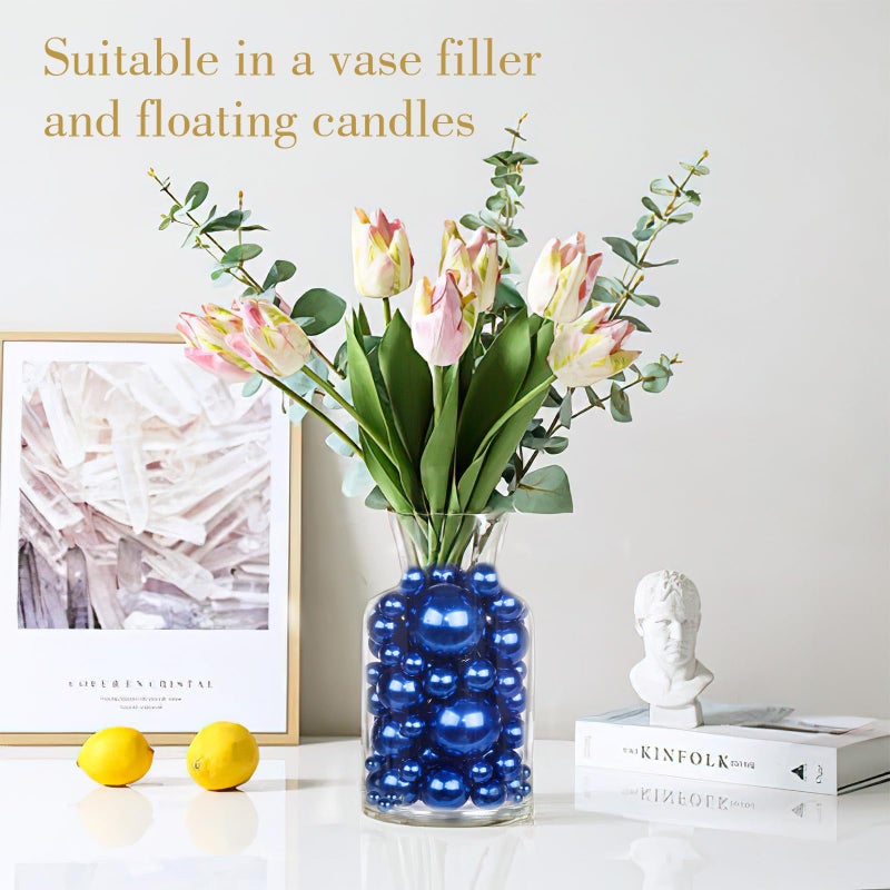 DomeStar 110PCS Floating Beads for Centerpieces Vases - Navy Blue Pearl Beads for Floating Candle Vases, No Hole Decorative Filler for Home DÃ©cor, Table Centerpieces and Wedding Decor - Image 3