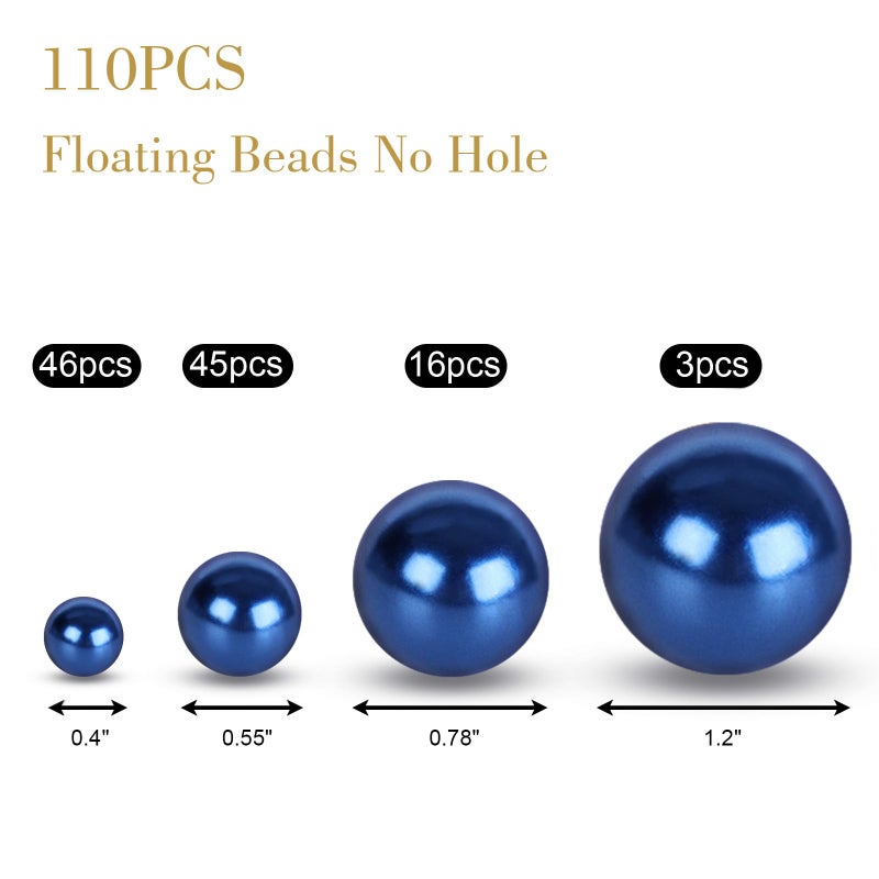 DomeStar 110PCS Floating Beads for Centerpieces Vases - Navy Blue Pearl Beads for Floating Candle Vases, No Hole Decorative Filler for Home DÃ©cor, Table Centerpieces and Wedding Decor - Image 2