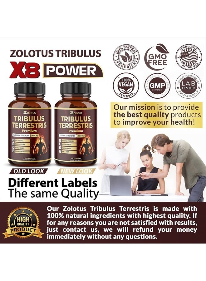 Zolotus مكمل تريبولوس تيرستريس للرجال والنساء، 9050 ملغ لكل كبسولة، إمداد لمدة 5 أشهر مع أشواغاندا، بانكس جينسنغ، ساو بالميتو، ماكا، شيلاجيت - Image 5