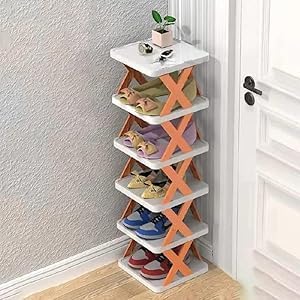 Dhrumino 6 Layer Shoe Rack for Home Plastic Adjustable Stand Organizer Stackable Storage Bedroom Entryway Shelf Footwear Collapsible Corner Tower Shoes and Book Slots Rack 6Layer Box - Image 5