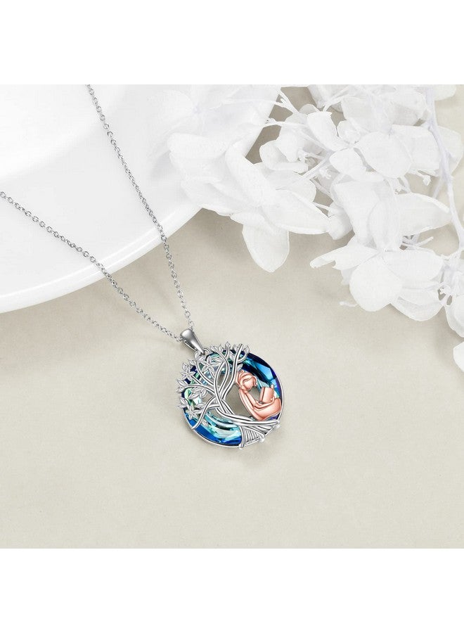 YFN Book Necklace Sterling Silver Reading Book Pendant Crystal Tree Of Life Librarian Jewelry Birthday Graduation Book Club Gifts For Women - Image 3