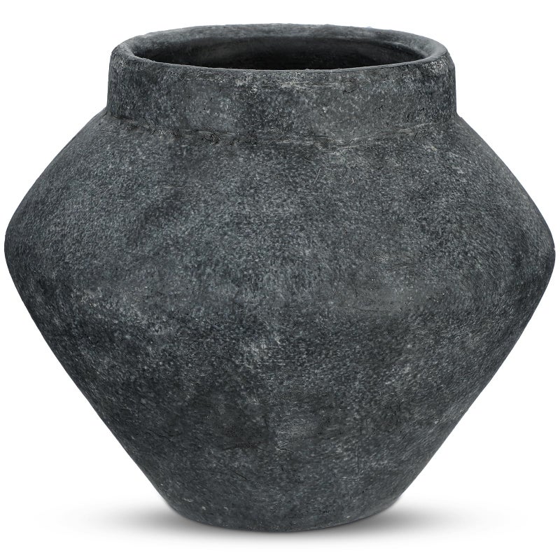 Briful Rustic Vintage Ceramic Pottery Vase, 6.1'' Farmhouse Table Decor with Distressed Texture, Wide Mouth Decorative Jar Vases for Home Decor, Shelf & Entryway, Cream White - Image 1