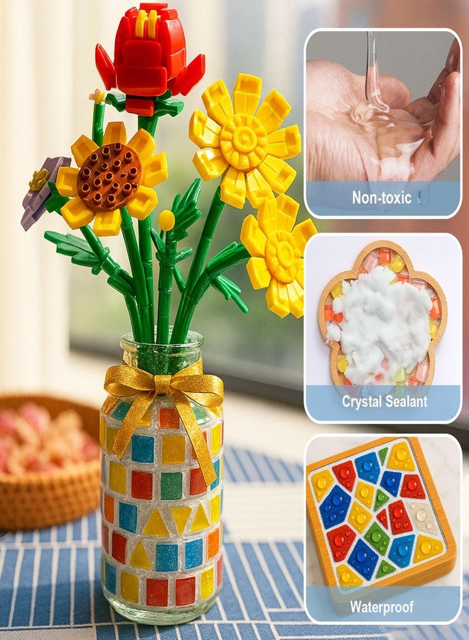 WAN2TLK Mosaic Craft Kit, Mosaic Glue and Grout, Applicator, Gloves, for Mosaic Tiles, Glass, Coaster Art, Home Decoration (White Grout) - Image 3