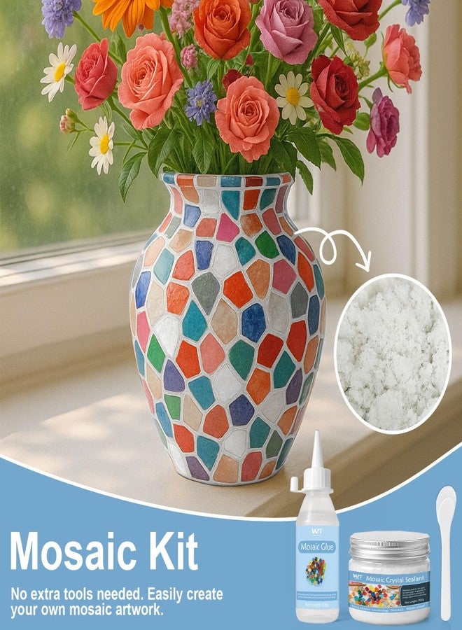 WAN2TLK Mosaic Craft Kit, Mosaic Glue and Grout, Applicator, Gloves, for Mosaic Tiles, Glass, Coaster Art, Home Decoration (White Grout) - Image 2