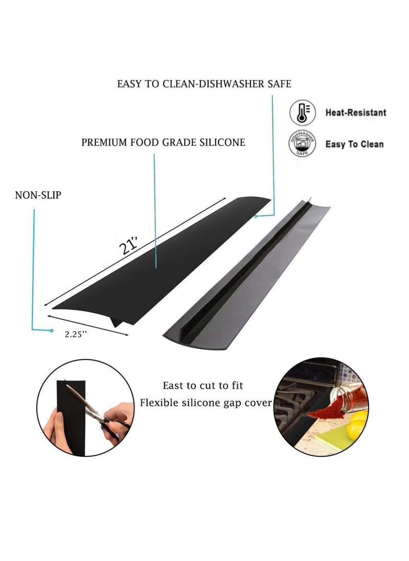 Oasisgalore 21 Inches Black Gap Filler Kitchen Adjustable Silicone Gap Cover for Stove Counter - Kitchen Stove Heat Resistant Cover Easy Clean  - Image 2