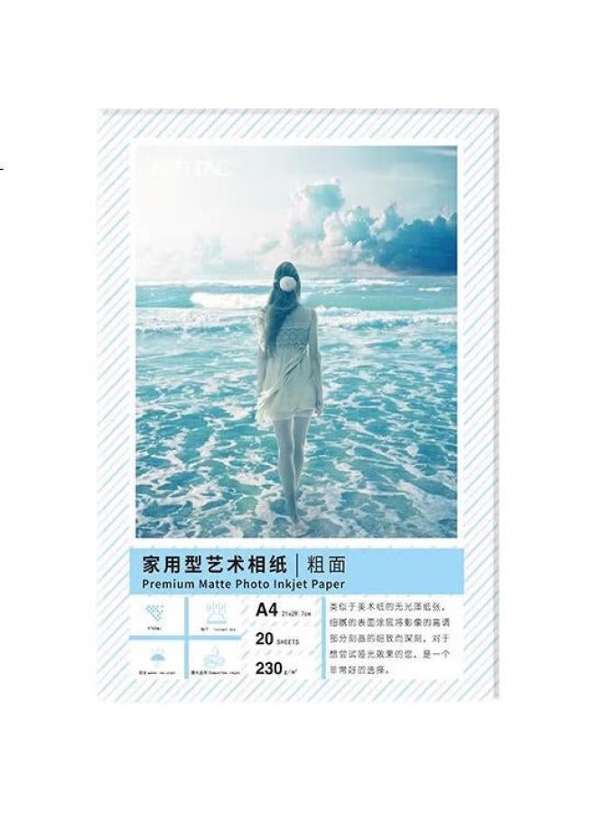 FANTAC Rough Surface Illustration Art Paper A4 Hand-Painted Photo Paper 230G Color Inkjet Printing Photo Paper 20 Sheets Pack 9895-437 - Image 1